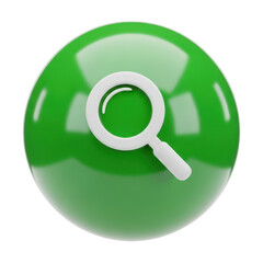 Green sphere with magnifying glass icon