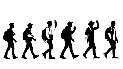 Obraz premium Vector silhouettes of people showcasing the evolution of human movement through art, music, dance, and sports with a man, woman, and child playing with a ball in a display of passion and business