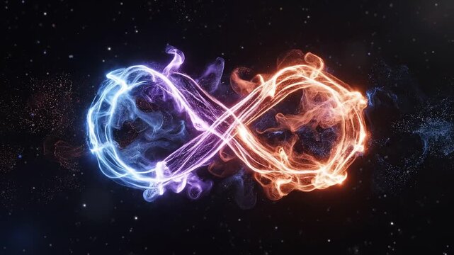 Quantum Computing Breakthroughs concept. Electric orbs in motion, showcasing contrasting energy patterns.