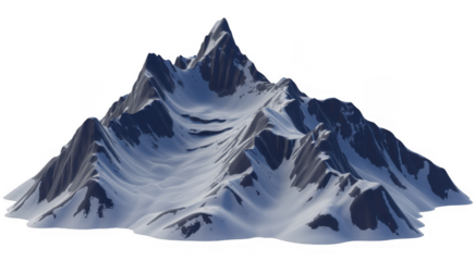 Snowy Mountain Landscape mountain range winter isolated on a transparent background