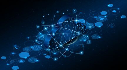 Abstract cloud technology circuit board. Large data center concept. modern cloud storage technology innovation concept background