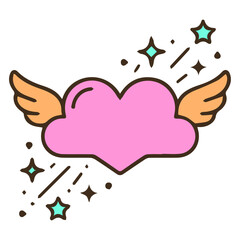 Cute Winged Heart Illustration For Wall Art Poster And Decorative Design