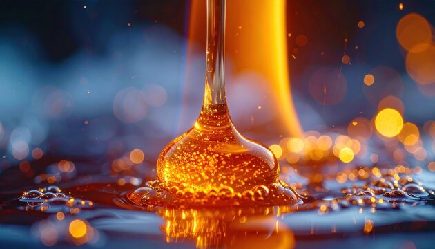 Golden liquid cascade - A mesmerizing dance of light and viscosity.