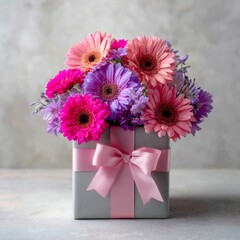 Gift on a blue background. Gift for christmas, valentine's day, birthday.