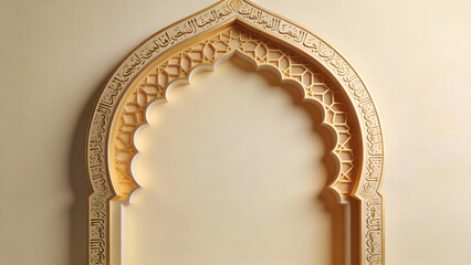 Elegant Islamic Arch Frame with Soft Neutral Background