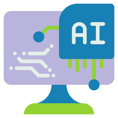 Fototapeta premium computer privacy working personal ai technology flat style icon