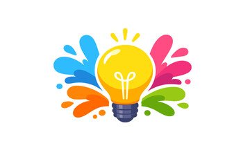 Fototapeta premium Bright idea light bulb with colorful splashes