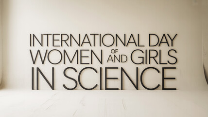 International day of women and girls in science message in bold black typography on a white backdrop