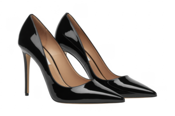 Black high-heeled shoes black shoes heels women's shoes isolated on a transparent background