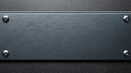 Brushed metal plate with screws on textured surface