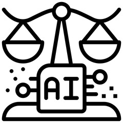 ethics fairness lawer governance ai artificial intelligence simple line icon