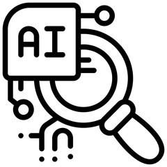magnifying search finding data ai control technology simple line icon