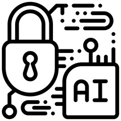 key lock protection safety security privacy ai technology simple line icon