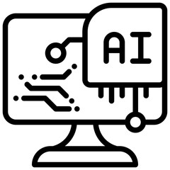 computer privacy working personal ai technology simple line icon