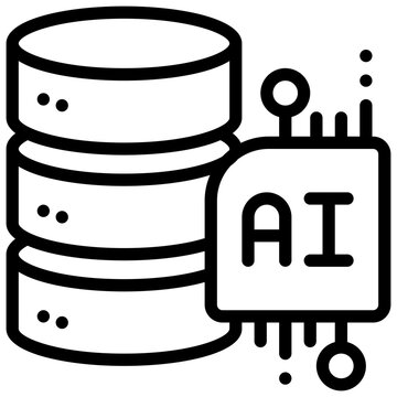 database server cloud hardisk cyber ai technology simple line icon