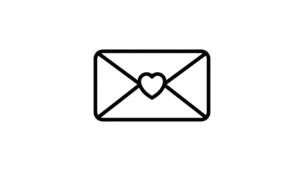 Envelope with heart isolated on a transparent background