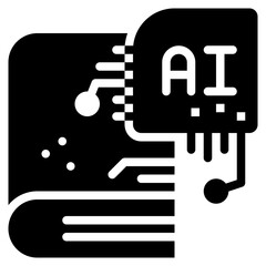 book ai technology learning knowledge artificial intelligence solid glyph icon
