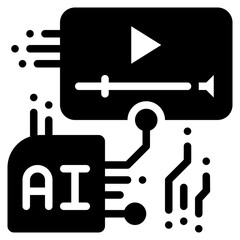 ai video media technology content generate technology solid glyph icon
