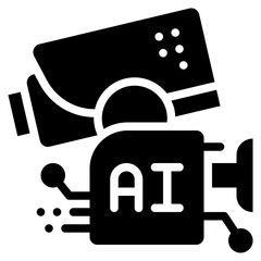 cctv camera security protection ai control technology solid glyph icon