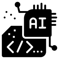 coding programing ai generate robot solid glyph icon