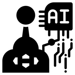 control joy gaming ai technology solid glyph icon