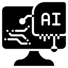 computer privacy working personal ai technology solid glyph icon