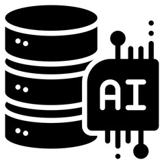 database server cloud hardisk cyber ai technology solid glyph icon