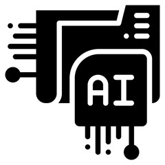 folder file storage data privacy cyber online ai technology solid glyph icon