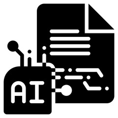 document paper report content writing ai generate digital solid glyph icon