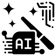 generate magic technology circuit ai artificial intelligence solid glyph icon