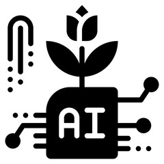 growth plant agriculture flower bloom ai technology solid glyph icon