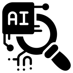 magnifying search finding data ai control technology solid glyph icon