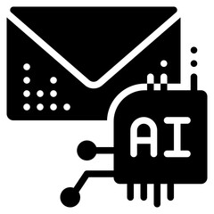 mail contact envelope message ai technology solid glyph icon