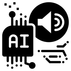 loud sound control volume ai technology artificial intelligence solid glyph icon