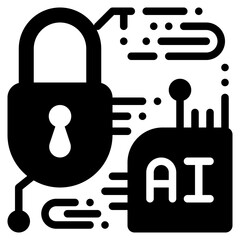 key lock protection safety security privacy ai technology solid glyph icon