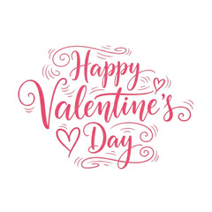Obraz premium Happy valentine's day handwritten text isolated on transparent background