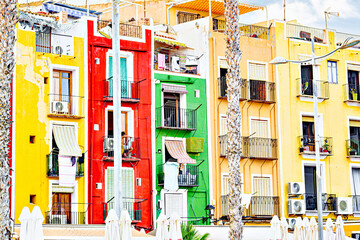 Picturesque and colorful town of Villajoyosa on the shores of the Costa Blanca in Alicante, Valencian Community, Spain