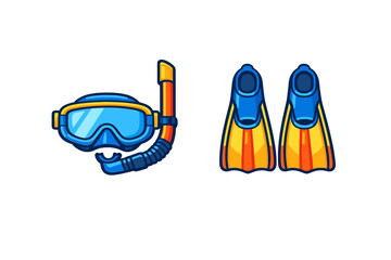 Diving mask and snorkel with flippers illustration © Alan