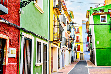 Picturesque and colorful town of Villajoyosa on the shores of the Costa Blanca in Alicante, Valencian Community, Spain