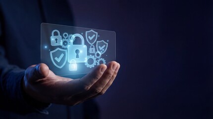 Digital security solutions virtual environment graphic illustration cybersecurity technology data protection concept