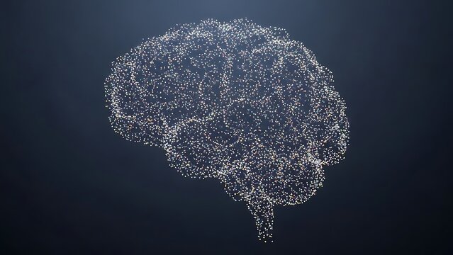 Neural network brain made of glowing connections on dark - Powered by Adobe