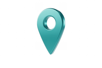 Teal map pin location marker isolated on a transparent background
