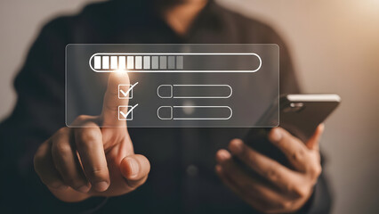 Holographic interface concept with futuristic login screen on smartphone