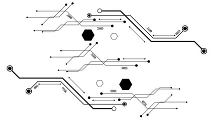 Technology black circuit diagram concept. Vector abstract technology on white background.
