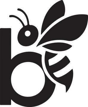 B letter with Bee logo design silhouette vector illustration art