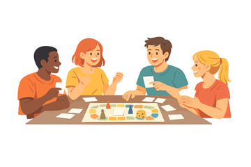 Friends playing a board game at a table © Alan