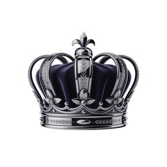 Luxurious Silver Royal Crown Isolated on Black Background, Monarchy, Power, Prestige and Luxury Leadership Concept