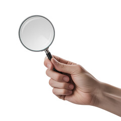 Magnifying Glass Held in Hand Isolated on Black Background, Search, Research and Investigation Concept