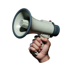 Megaphone Held in Hand Isolated on Black Background, Announcement, Marketing and Communication Concept