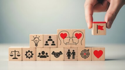 Building blocks of success and personal development leading to a final goal